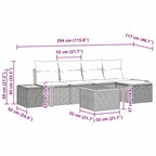 Gartensofa-set mit Kissen 6 pcs Schwarz Poly-Rattan