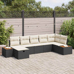 Gartensofa-set mit Kissen 8 pcs Schwarz Poly-Rattan