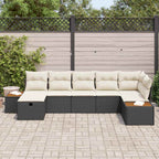 Gartensofa-set mit Kissen 8 pcs Schwarz Poly-Rattan