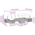 Gartensofa-set mit Kissen 8 pcs Schwarz Poly-Rattan