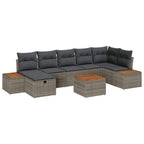 Gartensofa-set mit Kissen 8 pcs Grau Poly-Rattan
