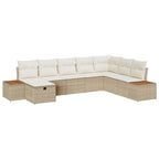 Gartensofa-set mit Kissen 9 pcs Beige Poly-Rattan