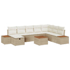 Gartensofa-set mit Kissen 9 pcs Beige Poly-Rattan