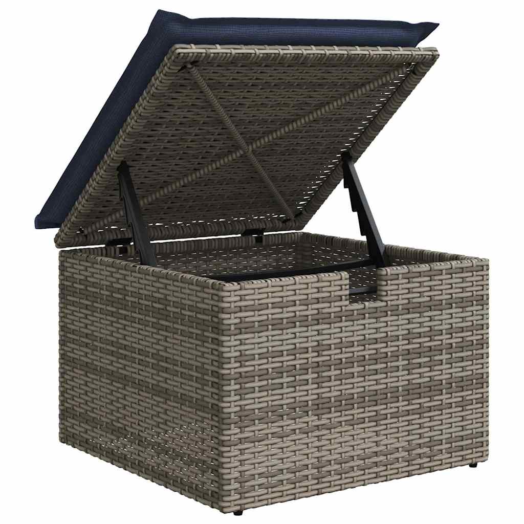 Gartensofa-set mit Kissen mit Speicher 6 pcs Grau Poly-Rattan