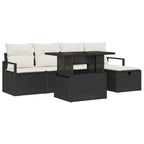Garten-Sofa-Set mit Kissen 6 pcs Schwarz Poly Rattan