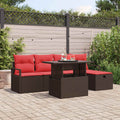 Garten-Sofa-Set mit Kissen mit Speicher 6 pcs Braun Poly Rattan