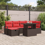 Garten-Sofa-Set mit Kissen mit Speicher 7 pcs Braun Poly Rattan