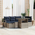 Gartensofa-set mit Kissen mit Speicher 7 pcs Poly-Rattan
