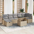 Garten-Sofa-Set mit Kissen mit Speicher 8 pcs Beige Poly Rattan