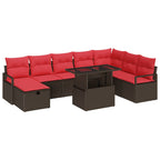 Gartensofa-set mit Kissen mit Speicher 9 pcs Poly-Rattan