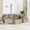 Gartensofa-set mit Kissen mit Speicher 6 pcs Poly-Rattan