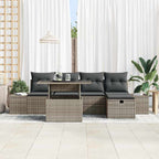 Garten-Sofa-Set mit Kissen mit Speicher 6 pcs Poly Rattan