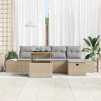 Garten-Sofa-Set mit Kissen mit Speicher 6 pcs Poly Rattan