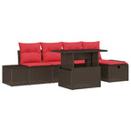 Gartensofa-set mit Kissen mit Speicher 6 pcs Poly-Rattan