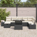 Garten-Sofa-Set mit Kissen 8 pcs Schwarz Poly Rattan