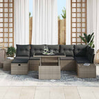 Garten-Sofa-Set mit Kissen mit Speicher 8 pcs Grau Poly Rattan