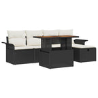 Gartensofa-set mit Kissen 6 pcs Schwarz Poly-Rattan