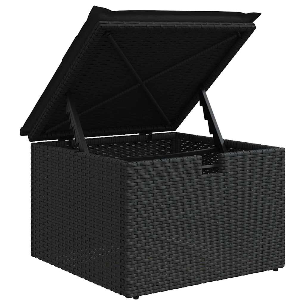 Gartensofa-set mit Kissen 6 pcs Schwarz Poly-Rattan