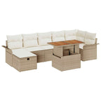 Gartensofa-set mit Kissen mit Speicher 8 pcs Beige Poly-Rattan
