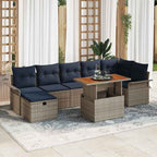 Gartensofa-set mit Kissen mit Speicher 8 pcs Grau Poly-Rattan