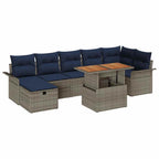 Gartensofa-set mit Kissen mit Speicher 8 pcs Grau Poly-Rattan