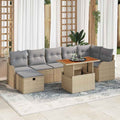 Gartensofa-set mit Kissen mit Speicher 8 pcs Beige Poly-Rattan