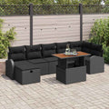 Gartensofa-set mit Kissen 8 pcs Schwarz Poly-Rattan