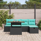 Gartensofa-set mit Kissen 6 pcs Schwarz Poly-Rattan