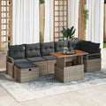 Gartensofa-set mit Kissen mit Speicher 8 pcs Grau Poly-Rattan