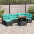 Gartensofa-set mit Kissen 8 pcs Schwarz Poly-Rattan