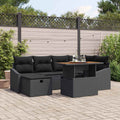 Gartensofa-set mit Kissen 7 pcs Schwarz Poly-Rattan