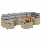 Gartensofa-set mit Kissen mit Speicher 8 pcs Beige Poly-Rattan