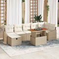 Gartensofa-set mit Kissen mit Speicher 8 pcs Beige Poly-Rattan