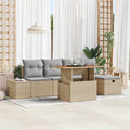 Gartensofa-set mit Kissen mit Speicher 6 pcs Beige Poly-Rattan