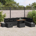 Gartensofa-set mit Kissen 9 pcs Schwarz Poly-Rattan