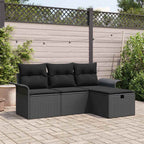 Garten-Sofa-Set mit Kissen 4 pcs Schwarz Poly Rattan