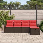 Gartensofa-set mit Kissen mit Speicher 5 pcs Poly Rattan