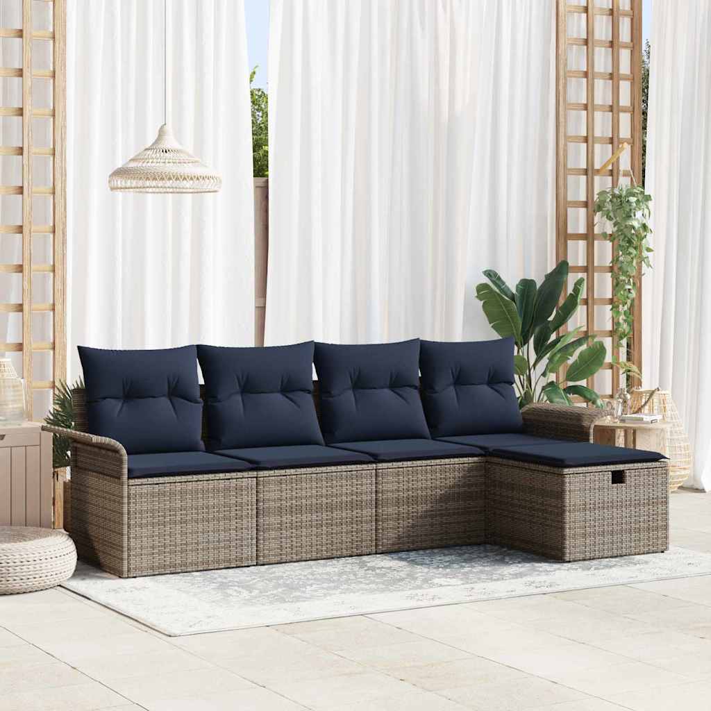 Gartensofa-set mit Kissen mit Speicher 5 pcs Poly Rattan