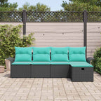 Gartensofa-set mit Kissen mit Speicher 5 pcs Poly Rattan