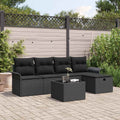 Garten-Sofa-Set mit Kissen 6 pcs Schwarz Poly Rattan