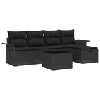 Garten-Sofa-Set mit Kissen 6 pcs Schwarz Poly Rattan