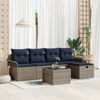 Gartensofa-set mit Kissen mit Speicher 6 pcs Poly Rattan