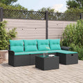 Gartensofa-set mit Kissen mit Speicher 6 pcs Poly Rattan