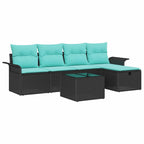 Gartensofa-set mit Kissen mit Speicher 6 pcs Poly Rattan