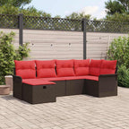 Gartensofa-set mit Kissen mit Speicher 6 pcs Poly Rattan