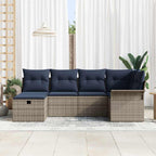 Gartensofa-set mit Kissen mit Speicher 6 pcs Poly Rattan