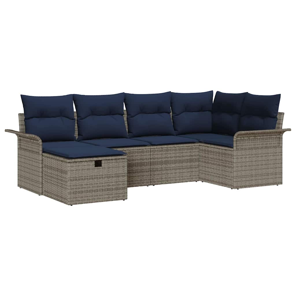 Gartensofa-set mit Kissen mit Speicher 6 pcs Poly Rattan