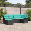 Gartensofa-set mit Kissen mit Speicher 6 pcs Poly Rattan