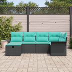 Gartensofa-set mit Kissen mit Speicher 6 pcs Poly Rattan