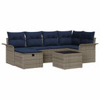 Garten-Sofa-Set mit Kissen mit Speicher 7 pcs Grau Poly Rattan